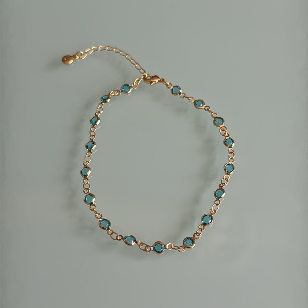 Elegant Gold and Blue anklet A1426 - Picture 3 of 4